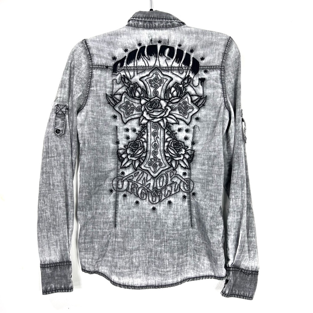 SINFUL by buckle grey button up Y28